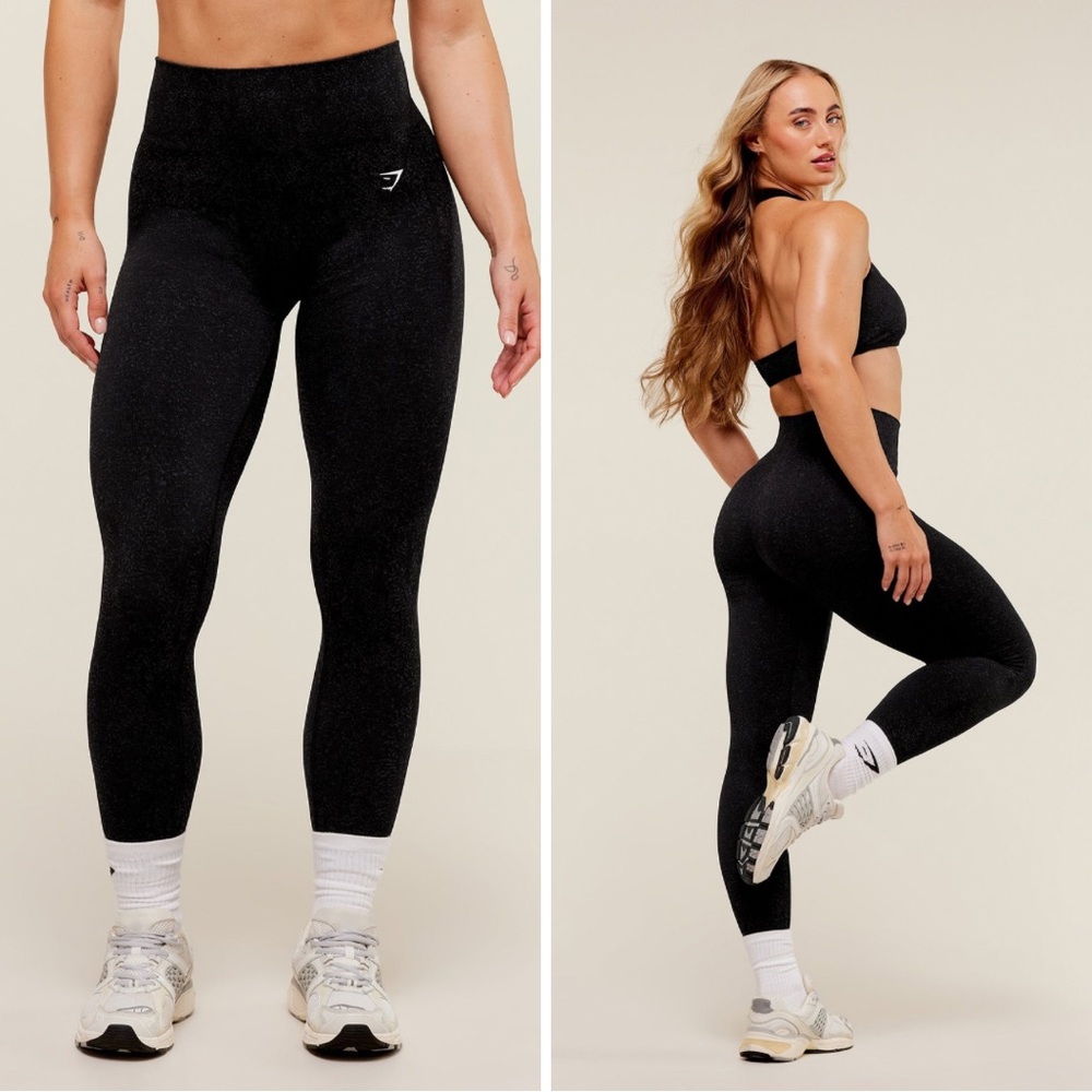 Gymshark ADAPT FLECK SEAMLESS LEGGINGS Size Small Black